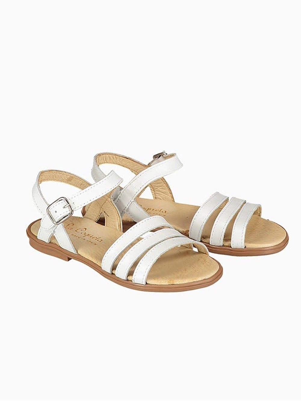La Coqueta Sienna White Nappa Leather Sandals Girls Size 27 EU / US 10 - Picture 5 of 12